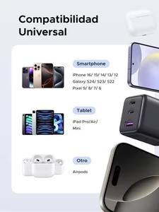 Cargador UGREEN GAN de 30W, Tipo USB C, 3 Puertos, Carga Rápida, Cargador de Pared 2C1A para Samsung <span class=keywords><strong>Galaxy</strong></span> S25/S24 <span class=keywords><strong>iPhone</strong></span> 17 16 - Product Image 2