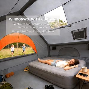 Tente Gonflable Portable Facile à Monter avec Pompe Manuelle pour 2-4 Personnes, <span class=keywords><strong>Camping</strong></span>, Fenêtre Panoramique, Imperméable, Tissu Oxford, Glamping, Prise de Poêle - Product Image 2