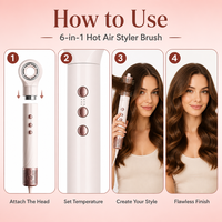 Brosse coiffante et fer à boucler électrique professionnel 6-en-1 à air chaud, ionique et céramique, pour usage domestique, emballage personnalisé, CE RoHS