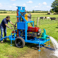 Foreuse hydraulique diesel portable sur roues CE Traction 35HP pour puits d'eau, profondeur 50m-100m, avec garantie 1 an