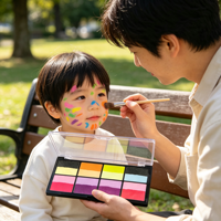 Palette de peinture pour le visage et le corps à base d'eau, 8 teintes doubles, non toxique, activée par l'eau, maquillage pour le visage pour Halloween, fête, cosplay pour enfants