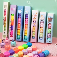 Ensemble de surligneurs ronds à pointe souple multicolores Macaron 6 couleurs, pinceau créatif à pointe plate oblique pour usage scolaire