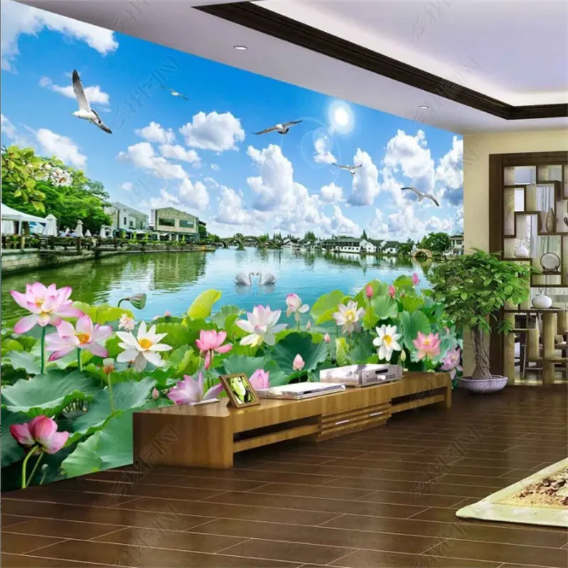 KOMNNI Benutzer definierte 3D-Foto Wasserfall Wandbild Landschaft Tapete Wohnzimmer Schlafzimmer Sofa Studie TV Hotel Hintergrund Wandbild