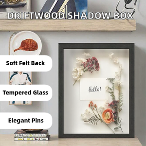 Cornice Shadow Box FrameWorks 11 x 14 in Legno Nero Stile Semplice con Fondo in Feltro Morbido e Vetro Temperato, Elegante Chiusura a Sfera Bianca - Product Image 2