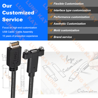 Câble USB 3.2 Gen2 Type E mâle vers Type C femelle LUNG KAY personnalisé OEM&ODM, 1m 2m, blindage tressé, montage sur panneau, noir, transfert de données 10 Gbit/s