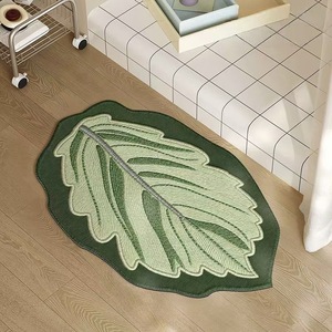 Bathroom Mat Leaf Shape Absorbent Washable For Bathroom Shower Room <b>Door</b> Rug Novelty Design - Product Image 1