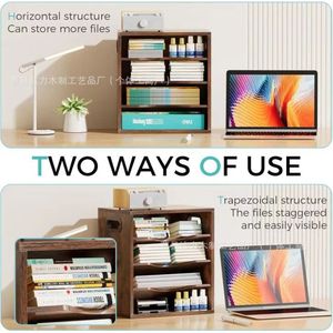 Organizador de archivos de madera de varios niveles, 4 capas con asas para escritorio de oficina, documentos, correo, estante de almacenamiento - Product Image 4
