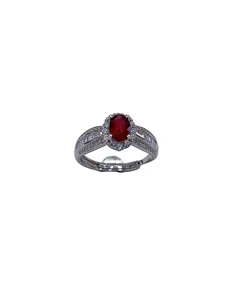 Stylish Jewelry Women S925 Silver Fresh burnt ruby Diamond 5A 8A Zirconia Eternity Wedding Engagement Promise Rings