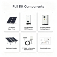 Système d'énergie solaire hybride avec module PV Mono HJT 30 kW triphasé, batterie lithium MPPT, kit solaire complet pour usine et entrepôt