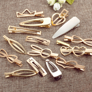 Pinces à cheveux en métal plaqué or, design couronne, cœur, oreilles de lapin, nœud papillon, pour usage quotidien, accessoires de bijouterie - Product Image 1