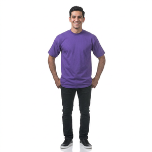 เสื้อยืดคอกลมแขนสั้นทรงปกติสำหรับผู้ชาย สีพื้น สไตล์ไฮสตรีท ผ้าฝ้าย ระบายอากาศได้ดี ไซส์ใหญ่ เหมาะสำหรับฤดูร้อน - Product Image 1