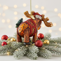 Usine chinoise directe meilleure vente verre de Noël soufflé à la main ornement d'orignal écologique