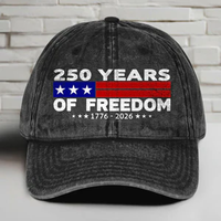 Casquette de baseball vintage OEM America 250th Anniversary, souvenir patriotique, 6 panneaux, coton lavé, broderie personnalisée
