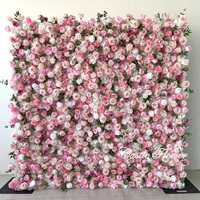 H-457 maßge schneiderte künstliche Blumen wand für Hochzeits dekoration Stoff zurück Roll Up blaue und weiße Rose Blumen wand