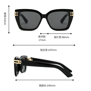 Lunettes de soleil œil-de-chat noires pour femmes, monture carrée grande taille, haute qualité, protection UV400, avec logo personnalisé 2026 - Product Image 6