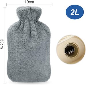 Botellas de <span class=keywords><strong>agua</strong></span> <span class=keywords><strong>caliente</strong></span> con cubierta gris de piel sintética de felpa esponjosa para la espalda, cuello, cintura, piernas, <span class=keywords><strong>cama</strong></span> cálida - Product Image 3