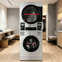 Double Layer Electric Stainless Steel Coin Operated Washer Dryer Combo Industrial Self-Service Laundromat Equipment
