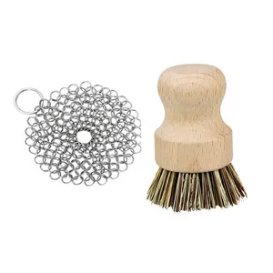 ESD Dapur Cast Iron Cleaner Dilas Stainless Steel Pot Sikat Chainmail Scrubber Set