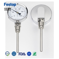 Customizable Industrial Radial Bimetal Pressure Thermometer WSS311/411/511 Stainless Steel Boiler Pipe Temperature OEM ODM