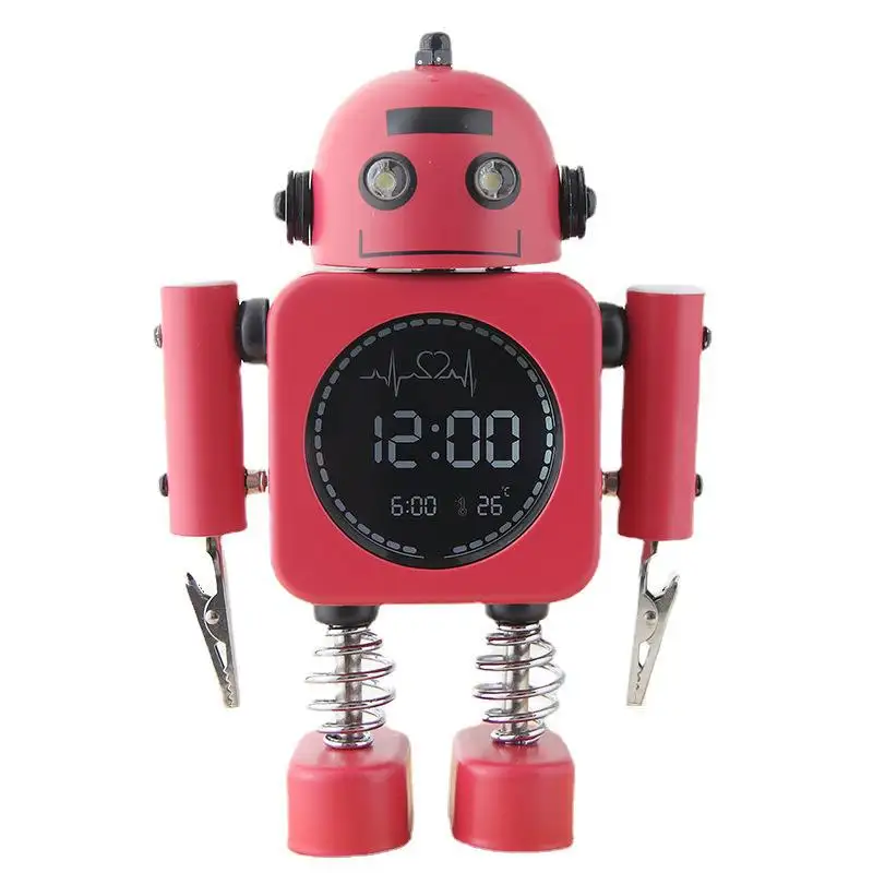 रोबोट इलेक्ट्रॉनिक अलार्म घड़ी के साथ छात्रों के लिए स्मार्ट 2022 नई शुद्ध लाल बच्चों लड़कों और लड़कियों डेस्कटॉप बेडसाइड घड़ी तालिका
