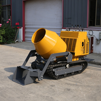 Mini bétonnière hydraulique sur chenilles, bétonnière autochargeante de petite taille pour chantier de construction étroit