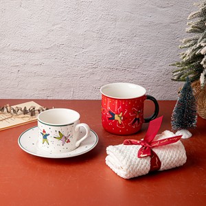 Vaisselle en céramique de haute qualité avec motif sur le thème de l'hiver, vente en gros, boîte cadeau, vaisselle en céramique rouge - Product Image 3