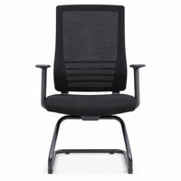 Chaise de bureau à dossier en maille avec accoudoirs, chaise visiteur cantilever avec base en traîneau, idéale pour les bureaux et les salles de conférence.