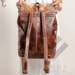 LW hecho a mano estilo Vintage marcas hombro genuino moda Vintage cuero mochila bolsos moda - Product Image 4