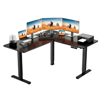 Bureau d'ordinateur portable ergonomique en forme de L Bureau debout à double moteur Table en forme de L réglable en hauteur avec cadre