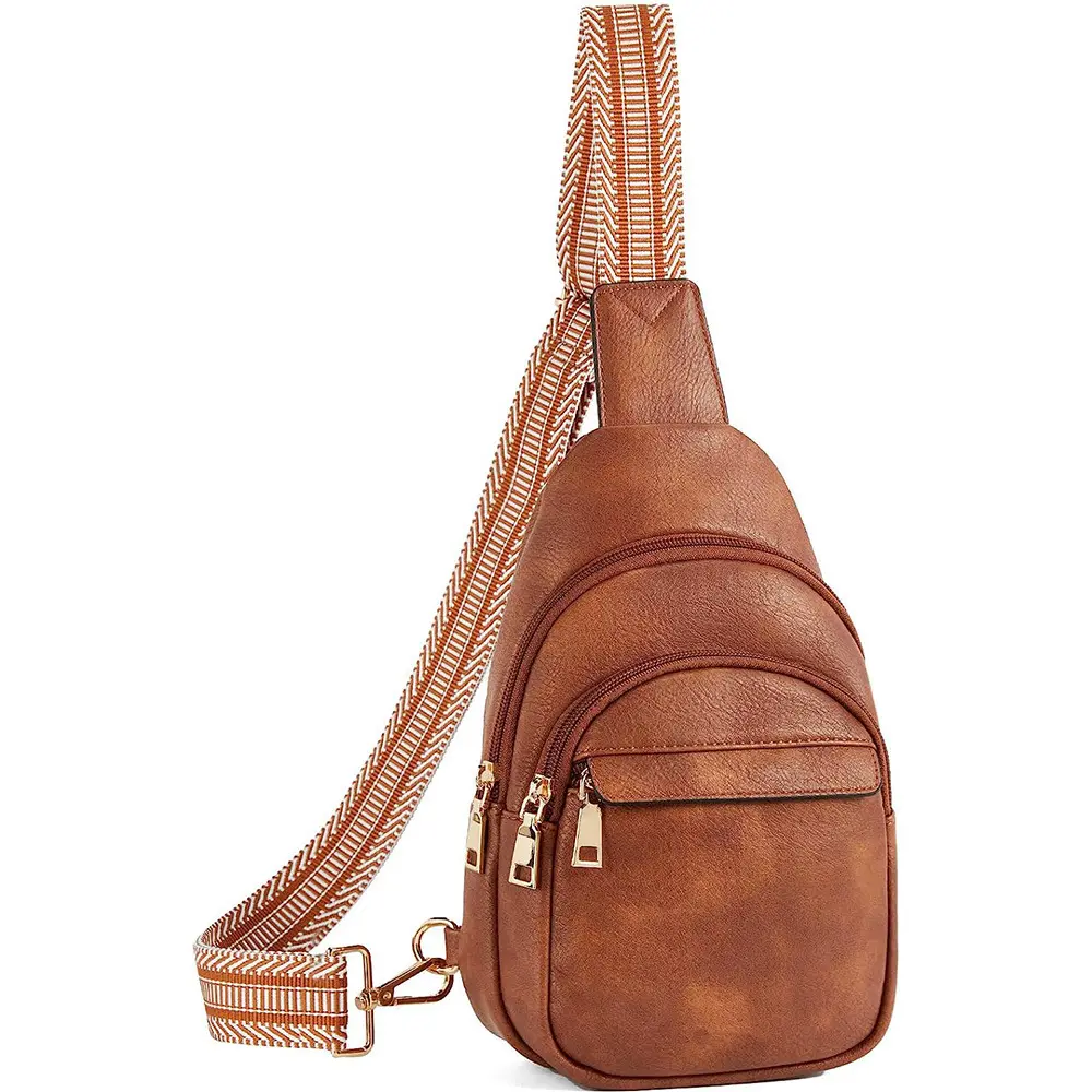 कस्टम रेट्रो समायोज्य गिटार स्ट्रैप छाती बैग चमड़े के क्रॉसबॉडी फेनी पैक महिलाओं के लिए पर्स पर्स
