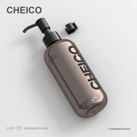 Emballage cosmétique 500 ml en plastique PET pour gel douche, shampoing, lotion, pompe 300 ml pour savon pour les mains, crème pour le visage, flacons vides, sérigraphie