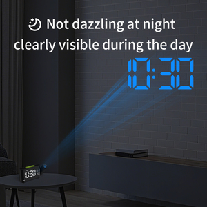 Có thể điều chỉnh chiếu cạnh giường ngủ kỹ thuật số Đồng hồ báo thức FM Đài phát thanh nhiệt độ độ ẩm Màn hình LED Dimmer báo lại báo động kép lịch - Product Image 5