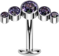 ASTM F136 titane flottant pierres de beauté lunette sans fil Push In Body Piercing bijoux flottant nombril anneau pour les femmes
