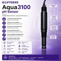 Électrode de pH pour traitement des eaux industrielles Aqua3100, sonde d'analyse en ligne IP68, filetage 3/4 NPT, coque en ABS et fibre de verre