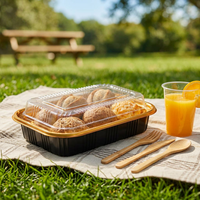 Boîte à gâteau rectangulaire transparente en PET jetable avec couvercle à charnière pour biscuits
