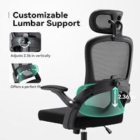 2024 nouvelle chaise de bureau ergonomique en maille avec support lombaire haut et bas pivotant pour ordinateur avec appui-tête 2D réglable, chaise de bureau à dossier haut
