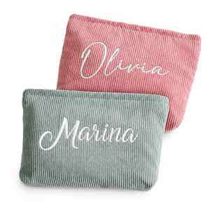Bolsa de Aseo Personalizada para Ella, Bolsa de Cosméticos de Pana con Monograma Bordado, Regalo de Cumpleaños para Amiga o Esposa - Product Image 1