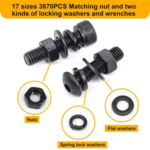 3670Pcs Carbon Steel Screw Nut Set Hex Socket Head <b>With</b> Washers In <b>Box</b> Standard ISO 7380 Grade A <b>Tool</b> Kit - Product Image 4