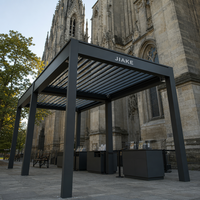 Pergola en aluminium Jiake 6063-T5 avec toit à lames motorisées pour terrasse, patio, gazebo, pavillon extérieur