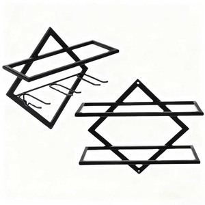Modern <b>Wall</b> Mounted <b>Wine</b> <b>Rack</b> Black Rectangle 2 Bottle Display <b>Rack</b> For Party Home Decor - Product Image 5