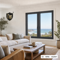 Fenêtre à battant en alliage d'aluminium JUNYAO, homologuée cyclone, double vitrage trempé, rupture de pont thermique, conforme aux normes AS2047 CE NFRC, pour villas et hôtels