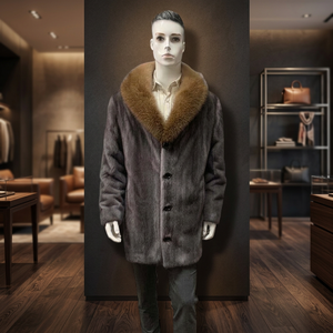 Manteau d'hiver pour homme 2023 en fourrure de renard véritable et laine, imperméable, surdimensionné, long, de luxe - Product Image 3