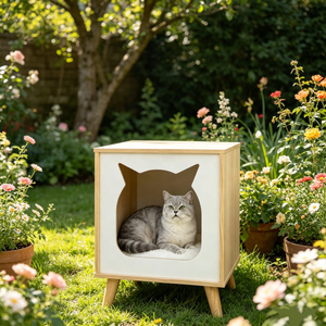 <span class=keywords><strong>Casa</strong></span> de Madera para Gatos, Mueble Interior para Mascotas, Cama Cerrada para Gatos, Refugio con Rascador, Nido Decorativo Moderno para Gatos de <span class=keywords><strong>Casa</strong></span> - Product Image 3