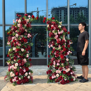 ซุ้มดอกกุหลาบแดงแบบกำหนดเอง วัสดุผ้าไหมและพลาสติก สำหรับตกแต่งงานแต่งงาน - Product Image 1