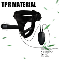 Lootee Harnais double godemichet en silicone, godemichet réaliste épais, vibrateur anal point G, portable, pour couples et femmes MJ-PD021