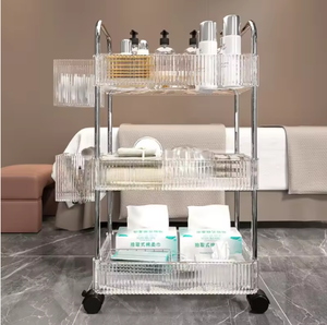 รถเข็นอเนกประสงค์สำหรับร้านเสริมสวย รุ่นยอดนิยม ทันสมัย พร้อมชั้นวางเก็บของ วัสดุอะคริลิค สำหรับร้านเสริมสวยและสปา - Product Image 1