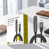 Kabel Data USB-C Braided 240W Pengisian Cepat dengan Kepala Bengkok untuk Ponsel dan Tablet Grosir
