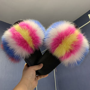 Real Fox Fur <b>for</b> Spring Summer Autumn Fluffy Furry Anti-Slip House <b>Shoes</b> Indoor Outdoor Flat Plush Fur Slides <b>for</b> <b>Women</b> - Product Image 2