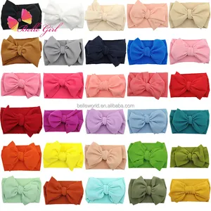 BELLEWORLD Bando Bayi Perempuan 35 Warna, Aksesori Rambut Pita Besar DIY Pita Elastis