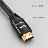 Câble certifié 2.2, 96 Gbit/s, 16K 60Hz, connecteur plaqué or, gaine PVC tressée, prend en charge 8K/16K pour caméra et ordinateur